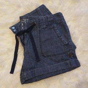Drawstring jean shorts